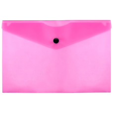 Конверт на кнопке Бюрократ Double Neon DNEPK804A5PINK A5 пластик 0.18мм розовый