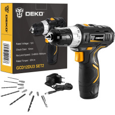 Дрель-шуруповерт Deko GCD12DU3 SET2 FU-Li-Ion аккум. патрон:быстрозажимной