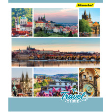 Тетрадь Silwerhof 810019-75 80л. клет. A5 Путешествия 4диз. мел.карт. сплош.уф.лак скрепка
