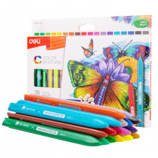 Восковые мелки Deli EC20010/A Color Emotion трехгранные 18цв. картон.кор.