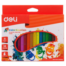 Восковые мелки Deli EC20010 Color Emotion трехгранные 18цв. картон.кор./европод.