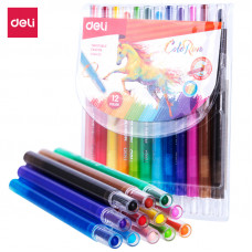 Восковые мелки Deli EC20403 Colorun с поворотным механизмом 12цв. блист.европод.