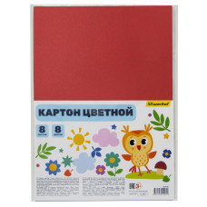 Картон цветной Silwerhof немелованная 8л. A4 Веселые друзья 230г/м2 1диз. ПЭТ