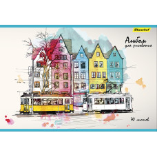 Альбом для рисования Silwerhof 485734 40л. Город 1диз. мел.картон склейка