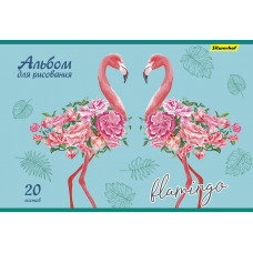 Альбом для рисования Silwerhof 485725 20л. A4 Фламинго 2диз. картон скрепка