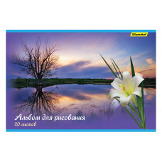 Альбом для рисования Silwerhof 20л. A4 Природа 2диз. картон скрепка