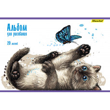 Альбом для рисования Silwerhof 485724 20л. A4 Котята 2диз. картон скрепка